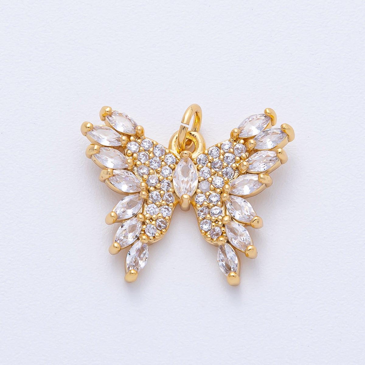 18K Gold Filled 21mm Marquise Micro Paved CZ Butterfly Mariposa Animal Charm | AK182 - DLUXCA