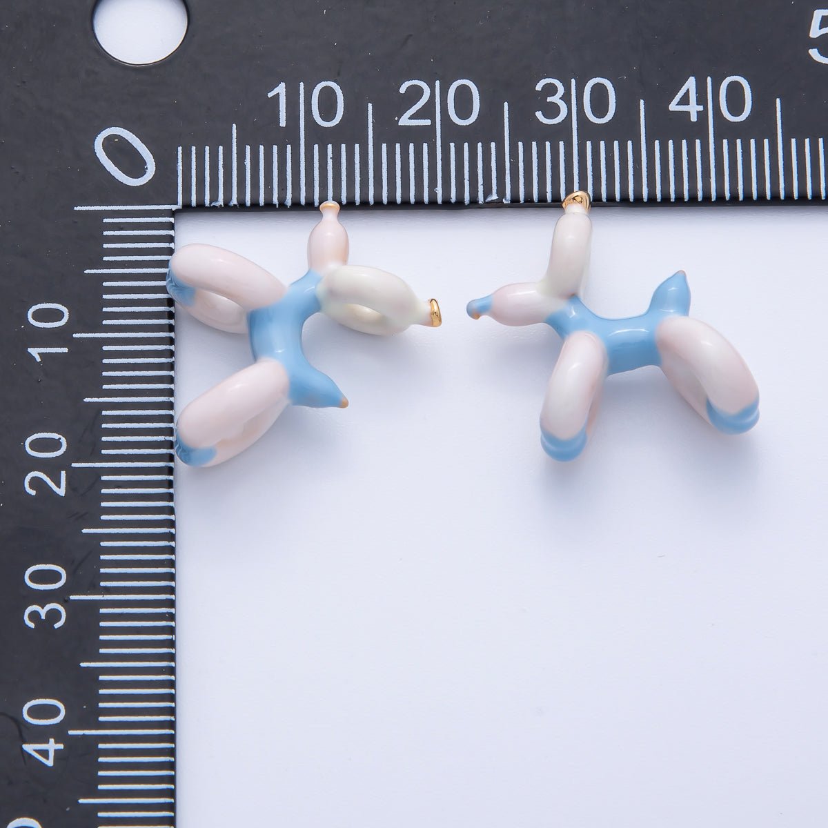 18K Gold Filled 22mm Blue, Brown Cute Puppy Animal Ceramic Charm | B751 - DLUXCA