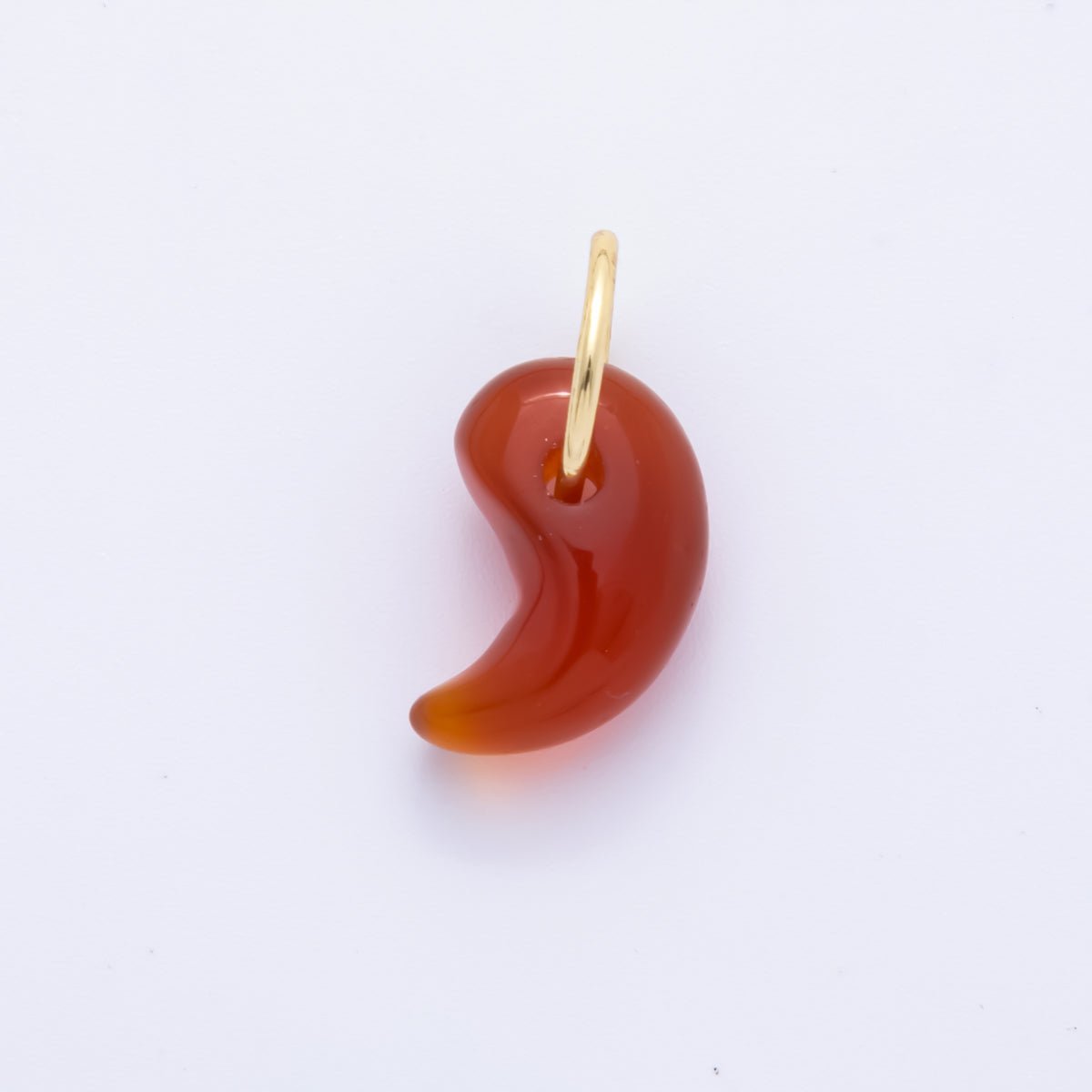 18K Gold Filled 22mm Carnelian, Quartz, Aventurine Comma Shape Gemstone Charm | AH842 AH843 - DLUXCA