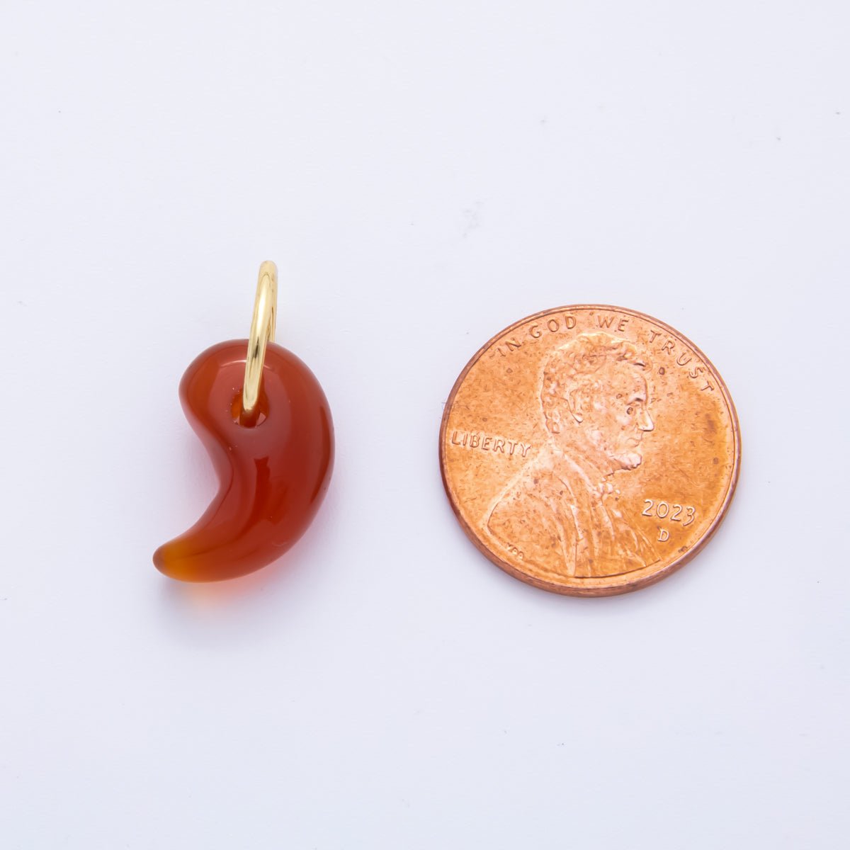 18K Gold Filled 22mm Carnelian, Quartz, Aventurine Comma Shape Gemstone Charm | AH842 AH843 - DLUXCA