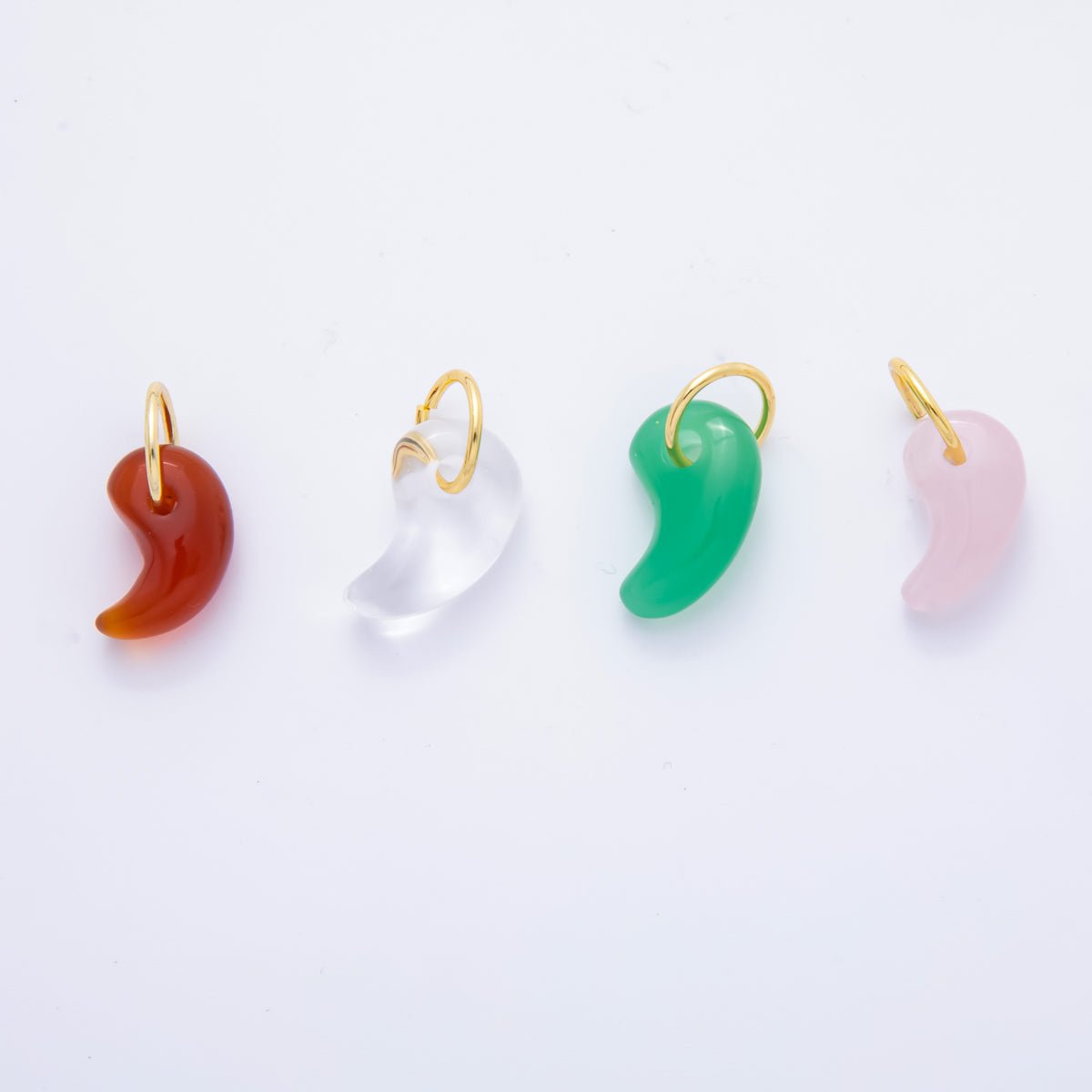 18K Gold Filled 22mm Carnelian, Quartz, Aventurine Comma Shape Gemstone Charm | AH842 AH843 - DLUXCA