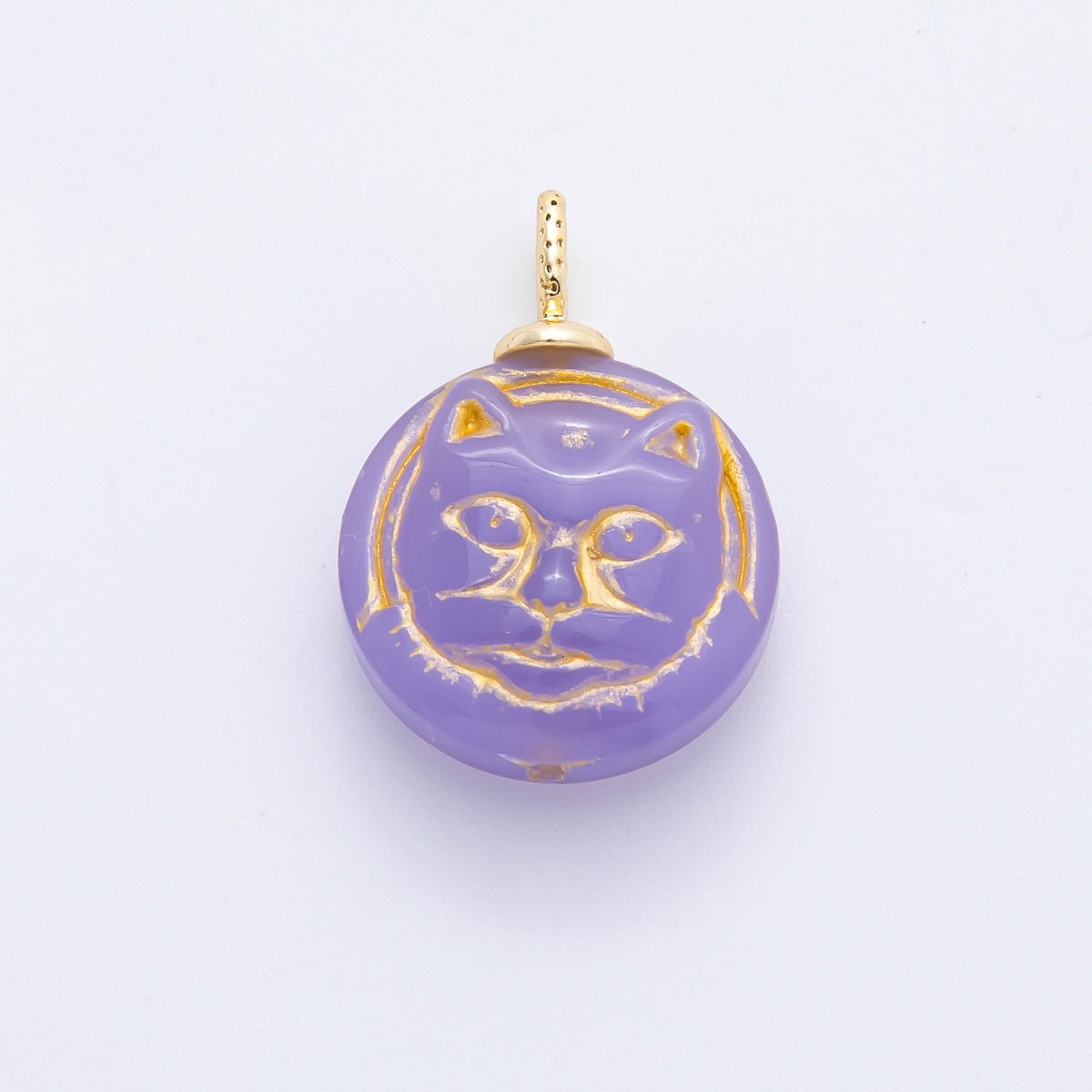18K Gold Filled 22mm Colorful Czech Beads Adorable Cat Pet Animals Charm | N238 - DLUXCA