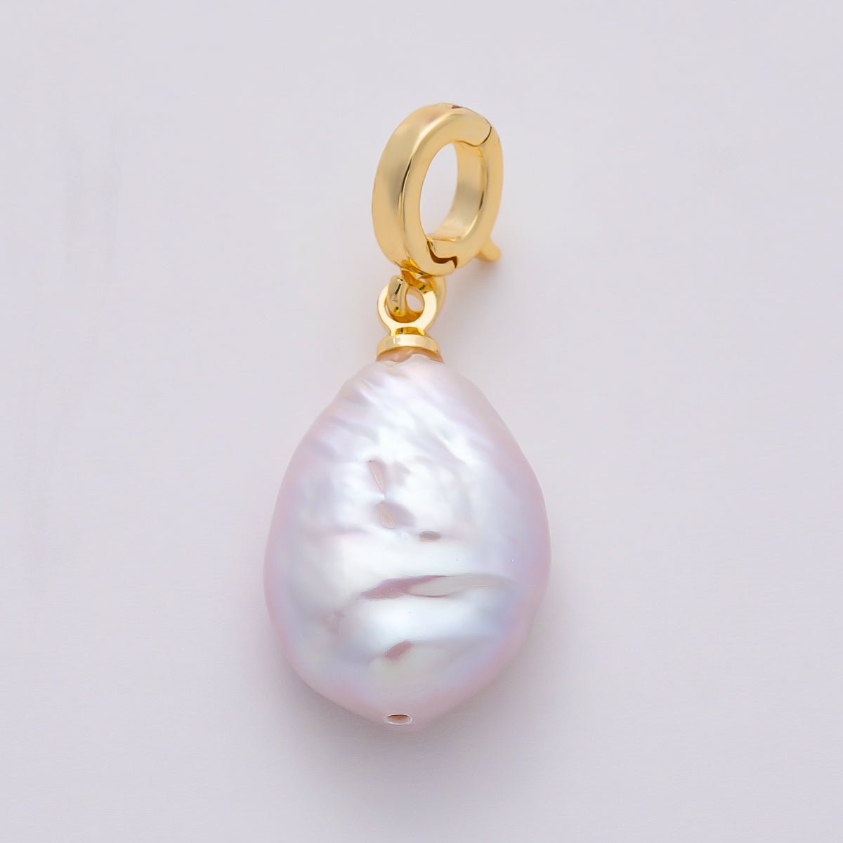 18K Gold Filled 22mm Freshwater Pearl Irregular Oval Pendant | Charms - 00749 - DLUXCA