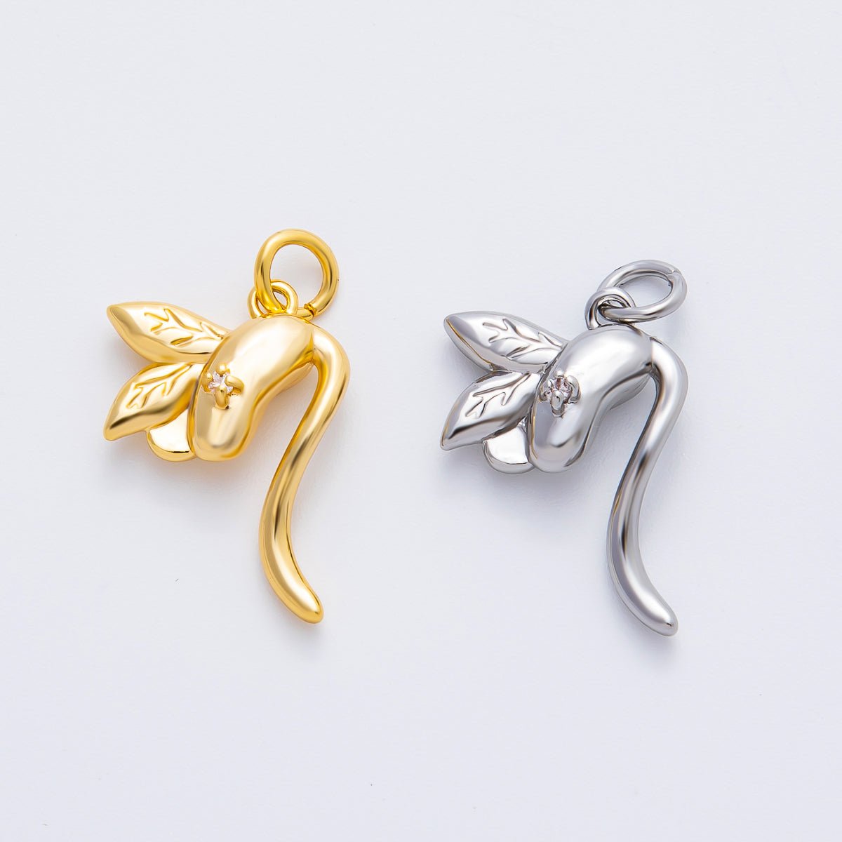 18K Gold Filled 22mm Round CZ Birth Flower 3D Multidimensional Charm in Gold & Silver | AF1354 - DLUXCA