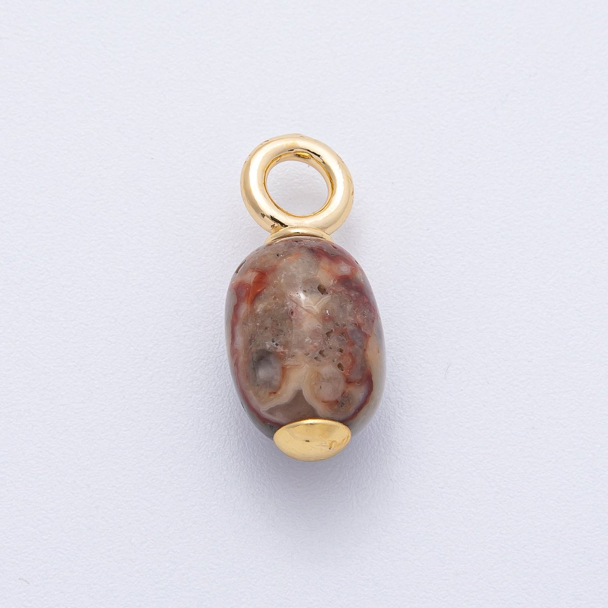 18K Gold Filled 23.5mm Natural Gemstone Tube Drop Charm | AK140 - AK142 - DLUXCA