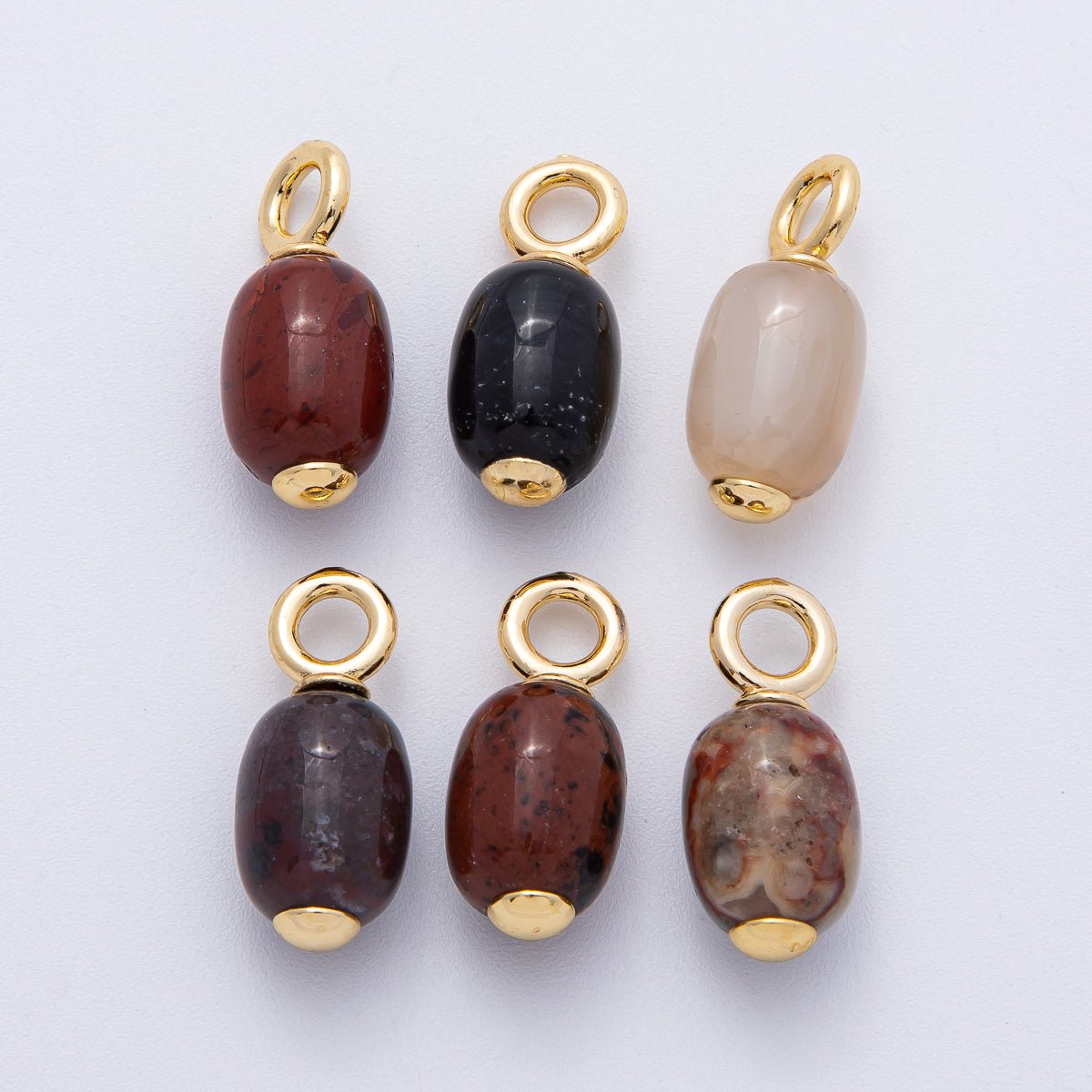 18K Gold Filled 23.5mm Natural Gemstone Tube Drop Charm | AK140 - AK142 - DLUXCA