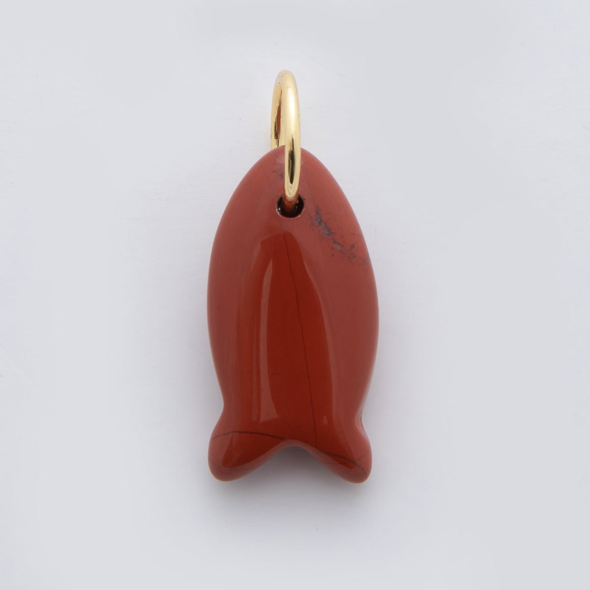 18K Gold Filled 23.7mm Natural Gemstone Fish Charm | C317 - C435 - DLUXCA
