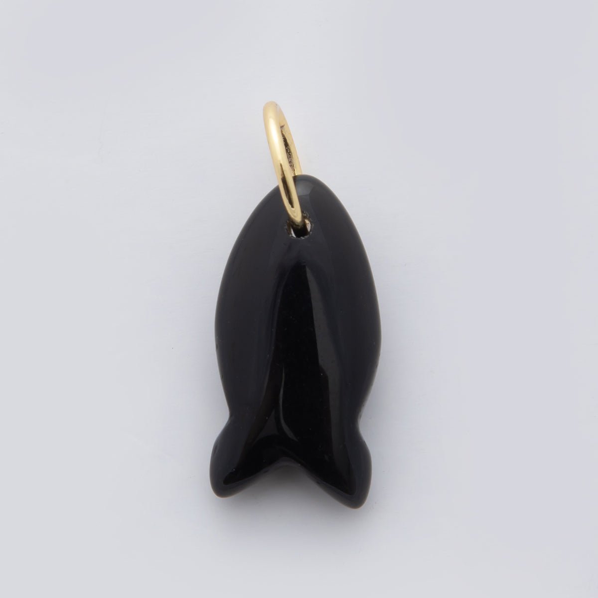 18K Gold Filled 23.7mm Natural Gemstone Fish Charm | C317 - C435 - DLUXCA