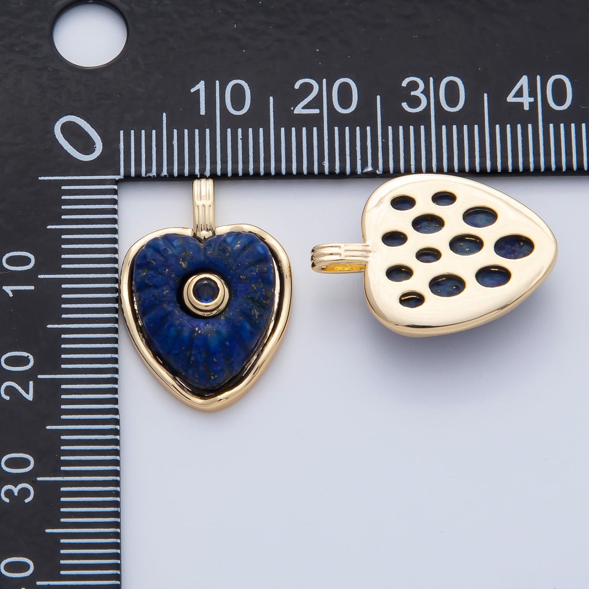 18K Gold Filled 23mm Amazon, Amethyst, Lapis Gemstone Sunburst Heart Pendant | AF1161 ~ AF1163 - DLUXCA