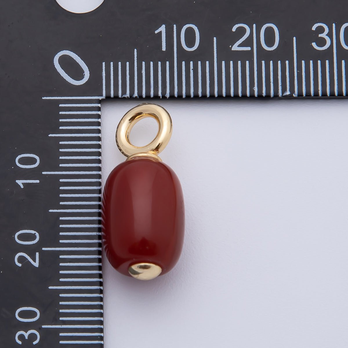 18K Gold Filled 23mm Oval Egg - Shaped Carnelian Gemstone Drop Charm | AF1394 - DLUXCA