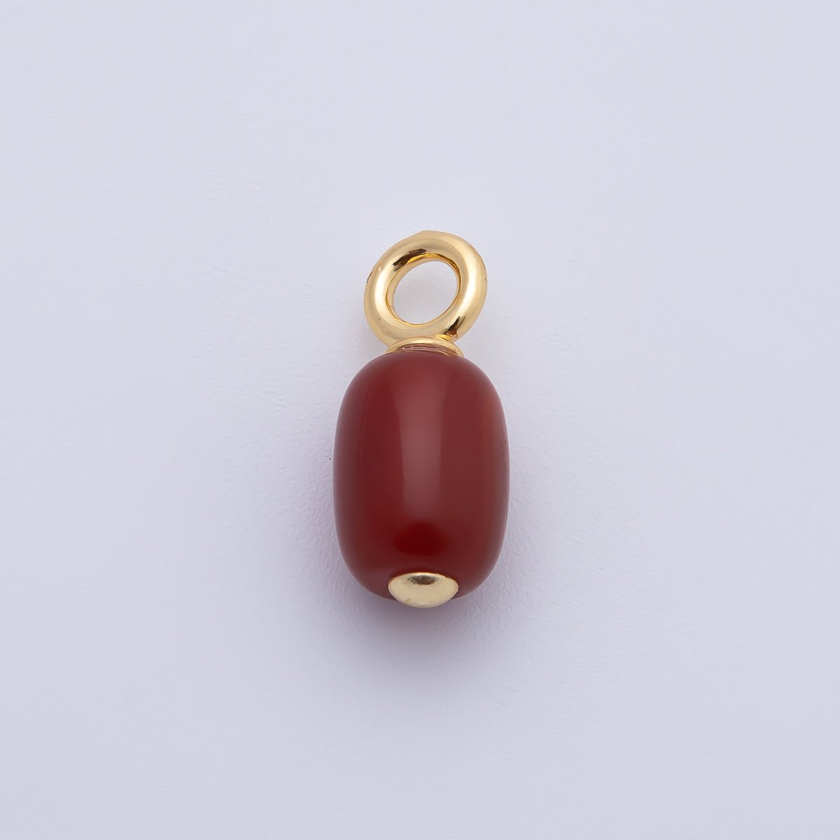 18K Gold Filled 23mm Oval Egg - Shaped Carnelian Gemstone Drop Charm | AF1394 - DLUXCA