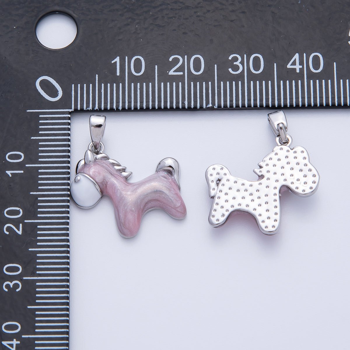 18K Gold Filled 23mm Purple, Pink Handpainted Enamel Dainty Donkey Horse Animals Pendant | AF1151 AF1152 - DLUXCA