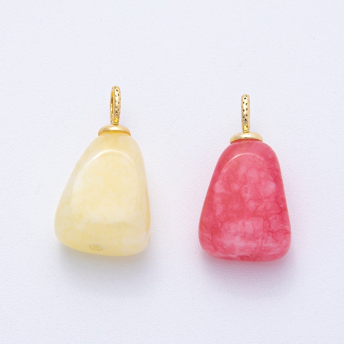 18K Gold Filled 23mm Red, Yellow, Pink Quartz Geometric Gemstone Charm | AK125 AK126 - DLUXCA