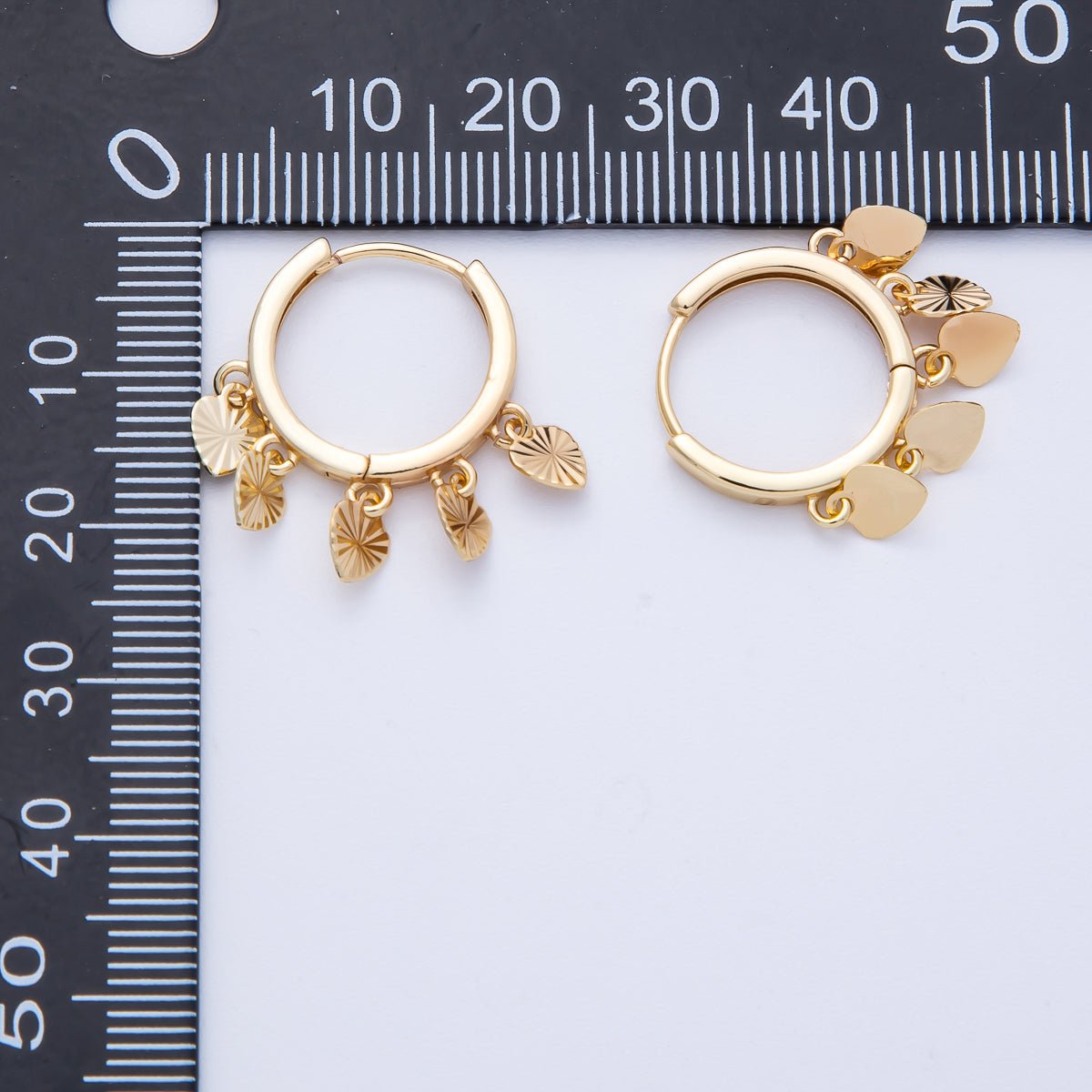 18K Gold Filled 23mm Sunburst Heart Drop Huggie | Earrings - 00230 - DLUXCA