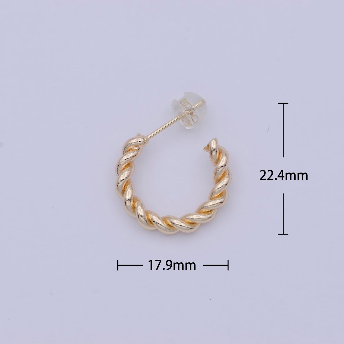 18K Gold Filled 23mm Twisted Rope C - Shaped Hoop Earrings | AB1200 - DLUXCA