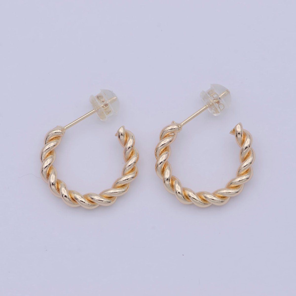 18K Gold Filled 23mm Twisted Rope C - Shaped Hoop Earrings | AB1200 - DLUXCA