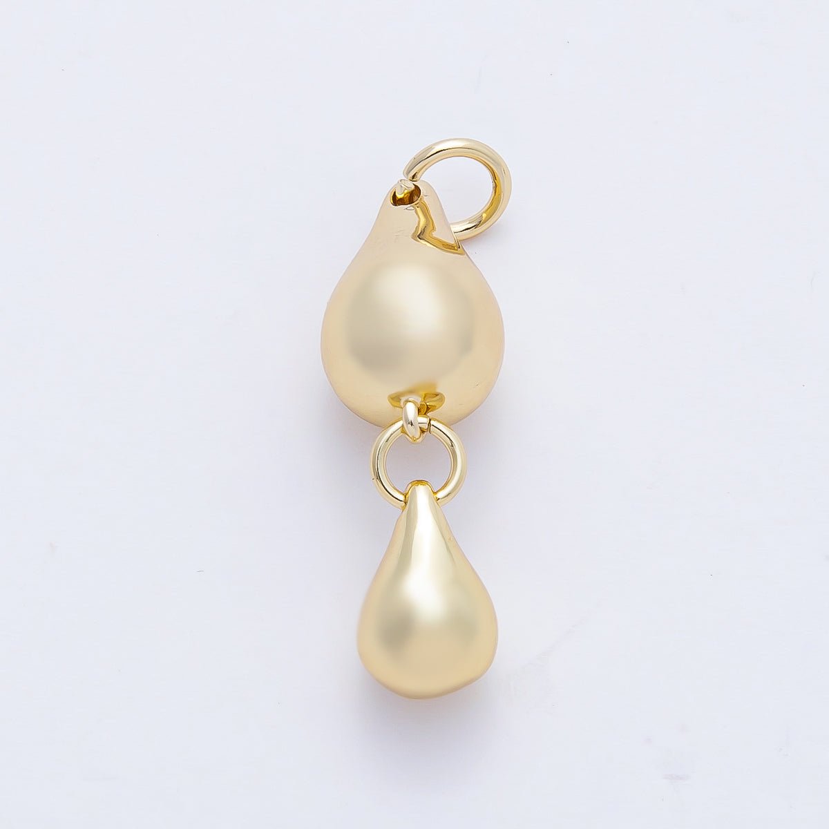 18K Gold Filled 24mm Double Teardrop Dangling Drop Charm in Gold & Silver | AF1432 - DLUXCA