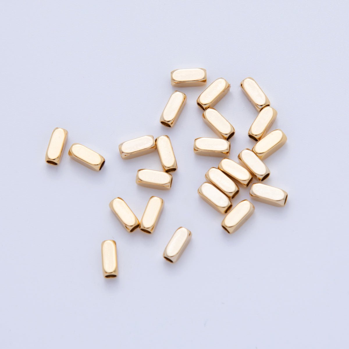 18K Gold Filled 2.4mm Edged Cylinder Tube Mini Bead Set by 10 Pieces | B743 - DLUXCA