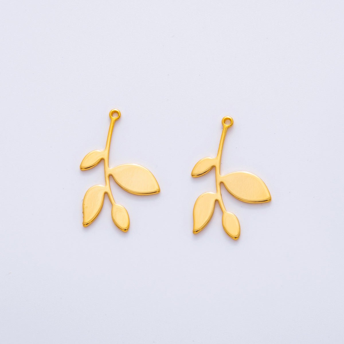 18K Gold Filled 24mm Floral Plant Minimalist Thin Charm Finding | Z1174 - DLUXCA