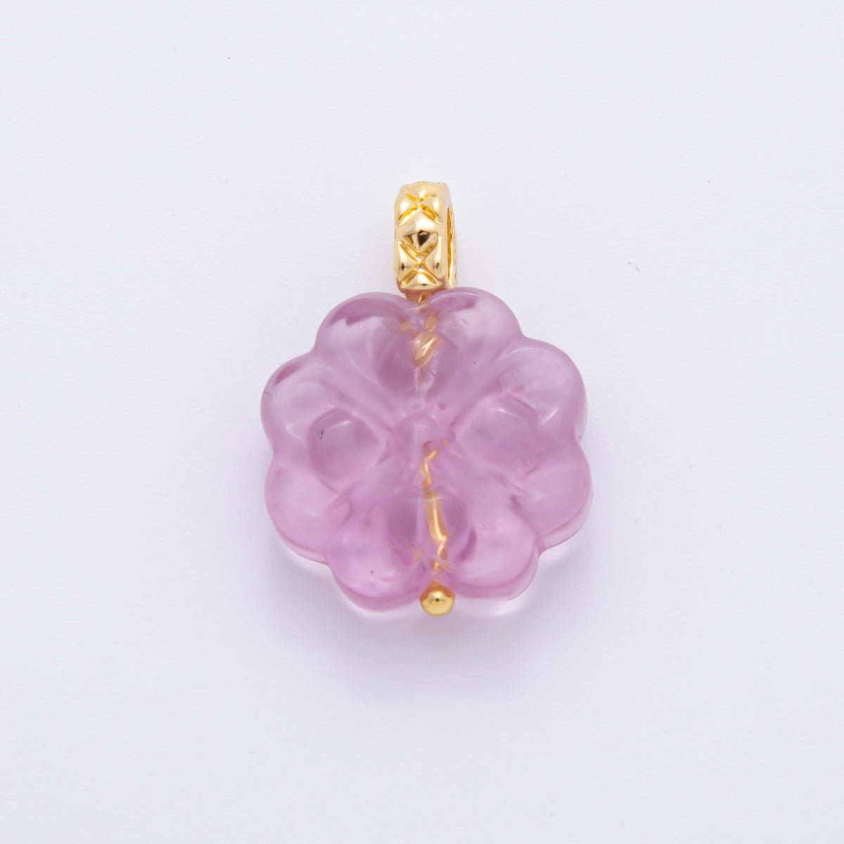 18K Gold Filled 25.5mm Natural Gemstone Fluorite Flower Ornament Charm | E071 E161 - DLUXCA