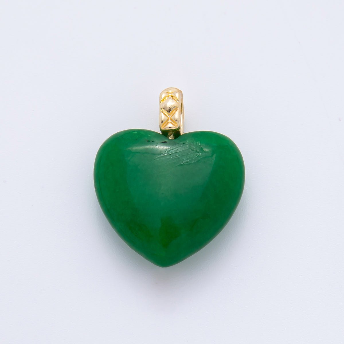 18K Gold Filled 25mm Carnelian, Agate, & Jade Gemstone Puffy Heart Shaped Charm | C766 C834 C846 - DLUXCA