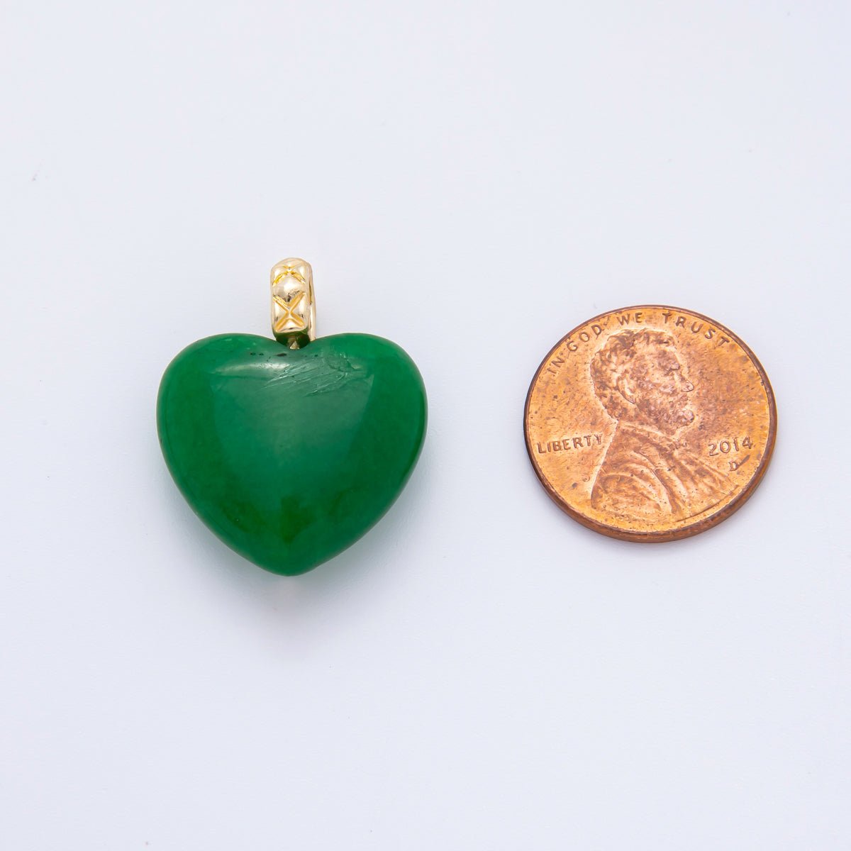18K Gold Filled 25mm Carnelian, Agate, & Jade Gemstone Puffy Heart Shaped Charm | C766 C834 C846 - DLUXCA