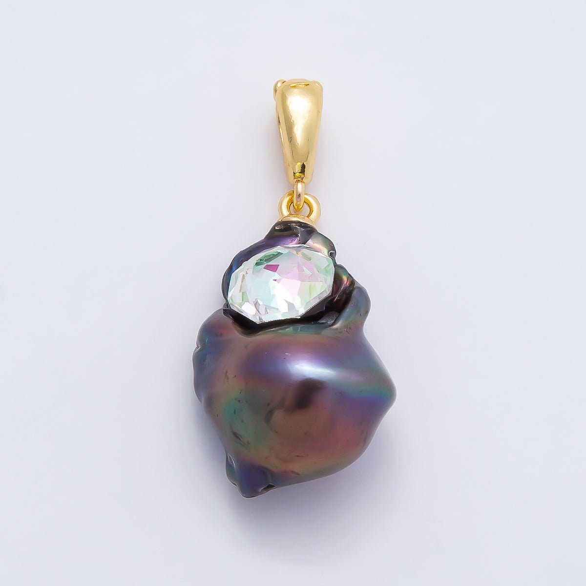 18K Gold Filled 25mm CZ Baroque Freshwater Pearl Pendant | Charms-00938 - Charms-00940 - DLUXCA