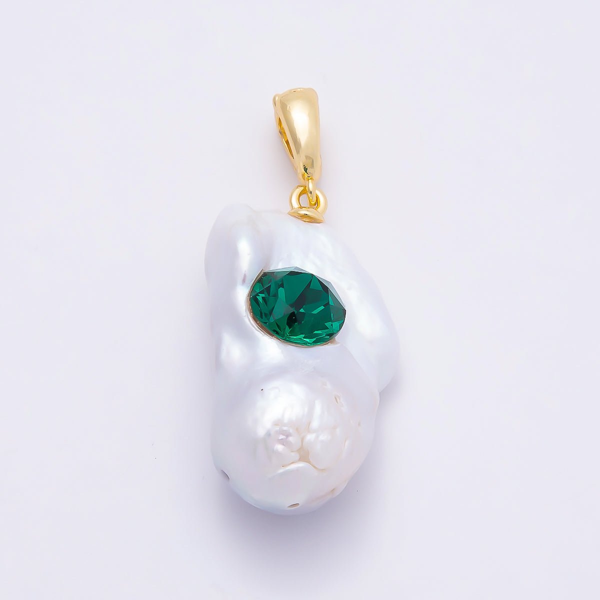 18K Gold Filled 25mm CZ Baroque Freshwater Pearl Pendant | Charms-00938 - Charms-00940 - DLUXCA