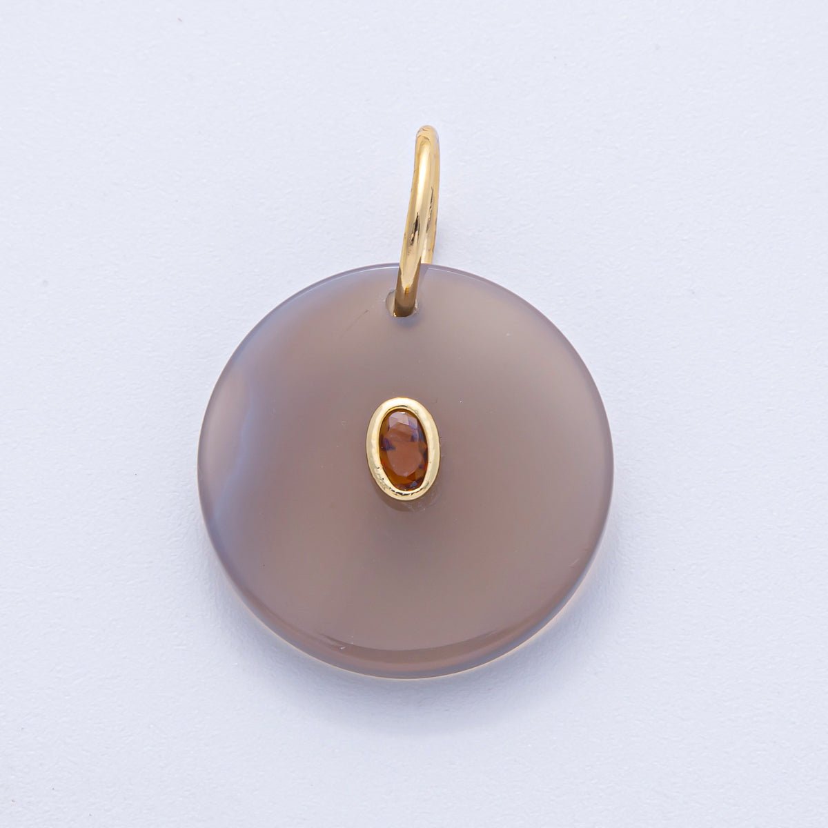 18K Gold Filled 25mm CZ Embedded Grey, Yellow, Red Round Gemstone Charm | AK053 AK054 - DLUXCA