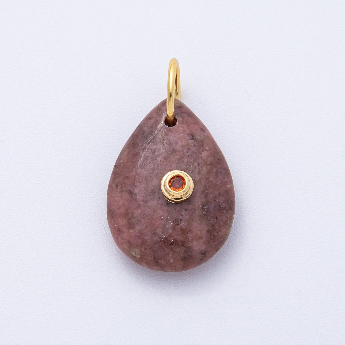 18K Gold Filled 25mm CZ Embedded Natural Gemstone Teardrop Charm | AK109 - AK112 - DLUXCA
