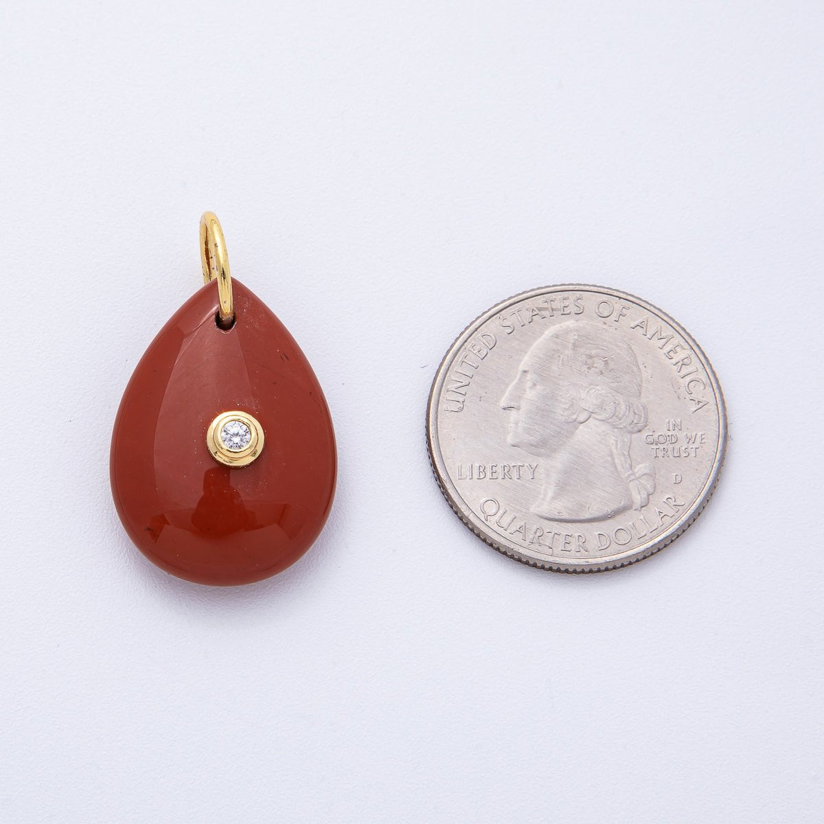18K Gold Filled 25mm CZ Embedded Natural Gemstone Teardrop Charm | AK109 - AK112 - DLUXCA