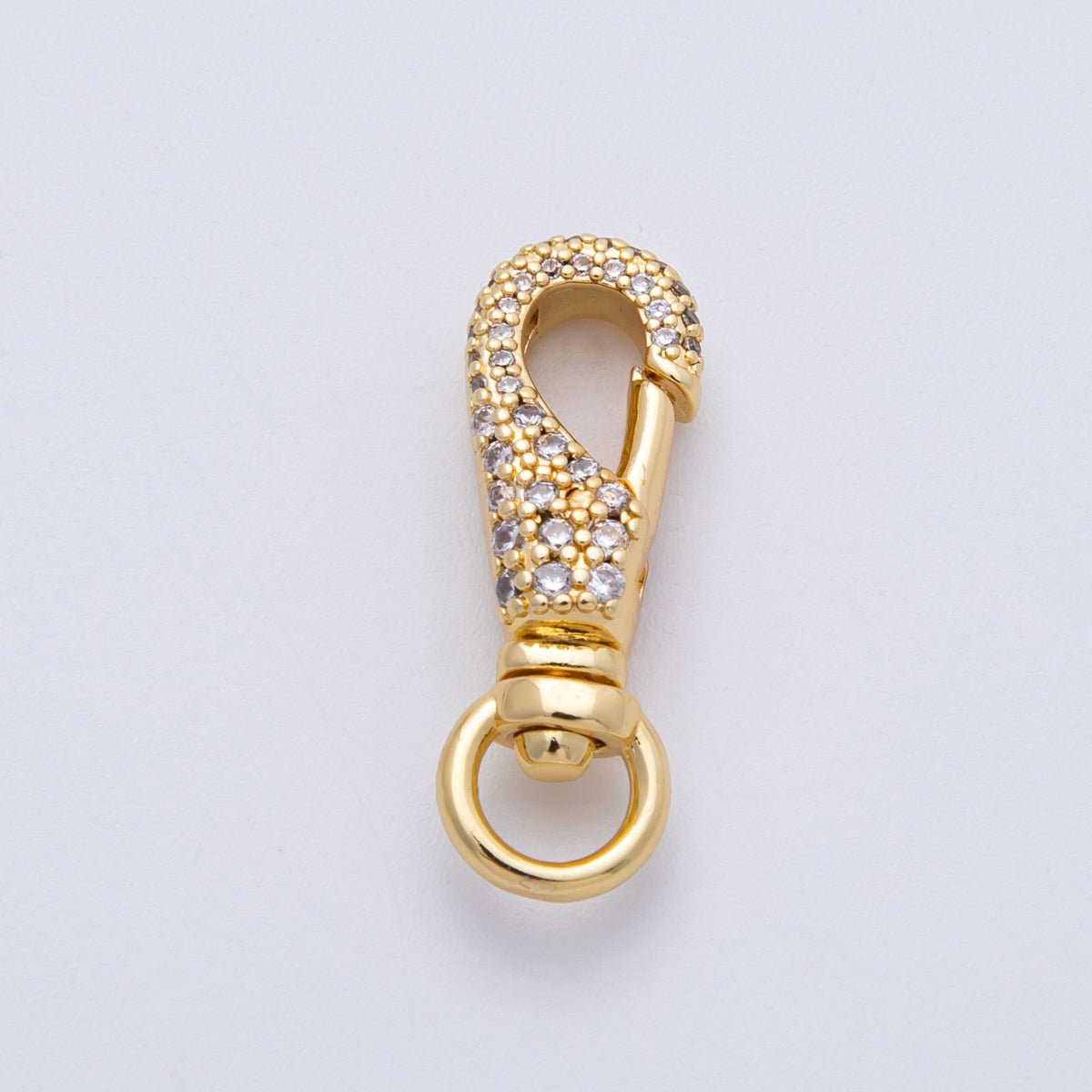 18K Gold Filled 25mm Micro Paved CZ Swivel Oblong Push Gate Clasp Closure | Findings - 00053 - DLUXCA