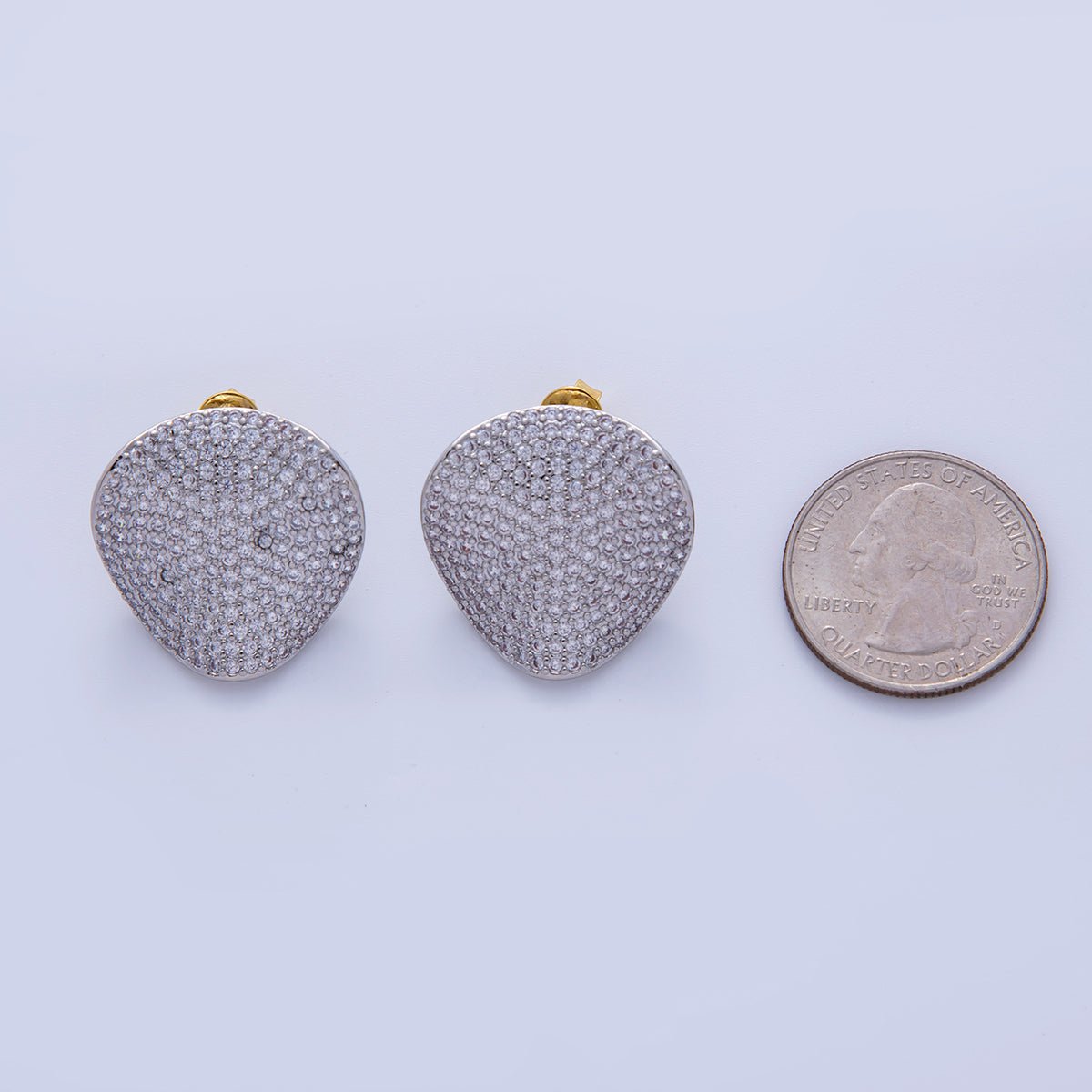 18K Gold Filled 25mm Micro Paved CZ Teardrop Stud Earrings in Silver & Gold | AI310 AI311 - DLUXCA