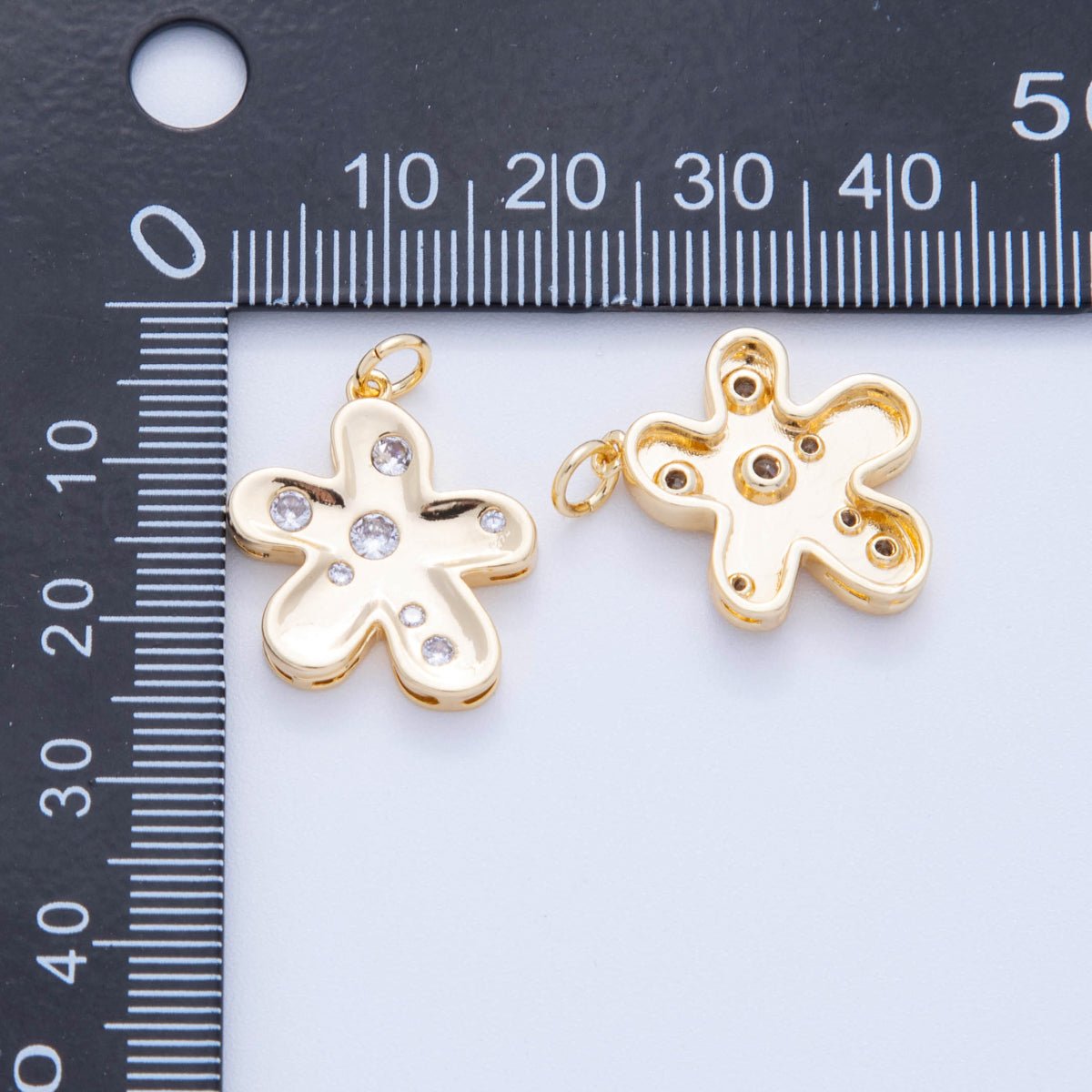 18K Gold Filled 25mm Micro Paved CZ Under the Sea Flower Charm | AF808 - DLUXCA