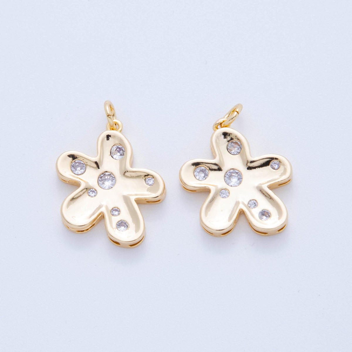 18K Gold Filled 25mm Micro Paved CZ Under the Sea Flower Charm | AF808 - DLUXCA