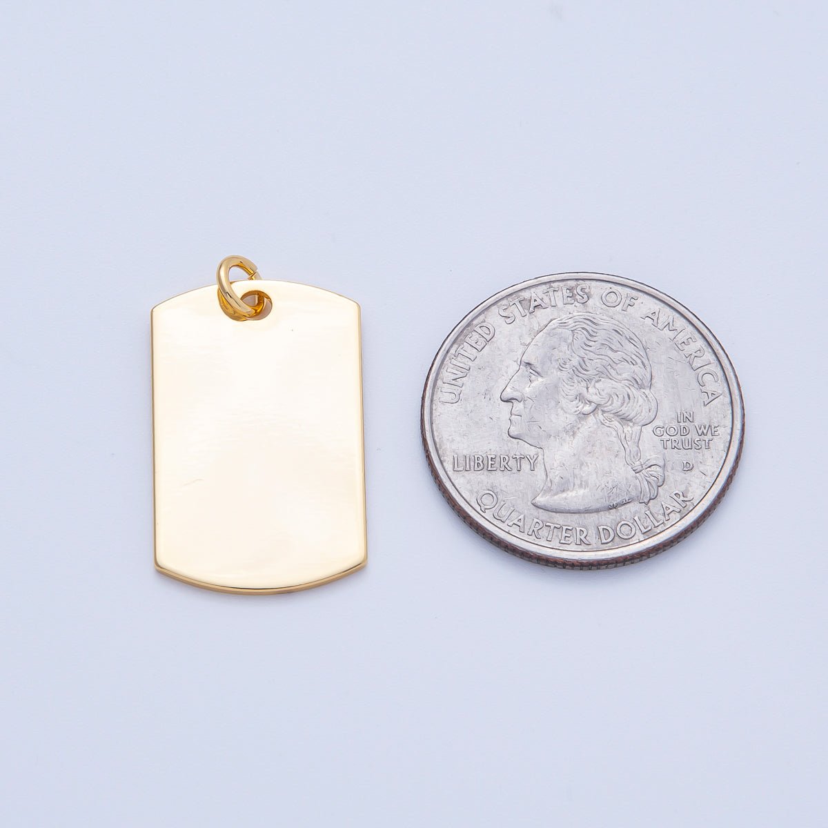 18K Gold Filled 25mm Minimalist Military Dog Bar Tag Charm | Charms - 00056 - DLUXCA