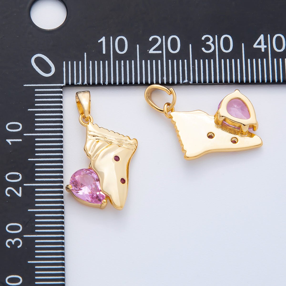 18K Gold Filled 25mm Pink Teardrop CZ Candy Wrap Food Pendant | AF - A1130 - DLUXCA