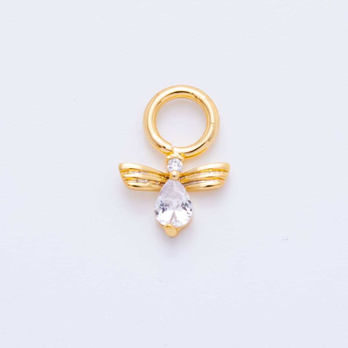18K Gold Filled 25mm Teardrop CZ Guardian Angel Bee Charm | AH844 - DLUXCA