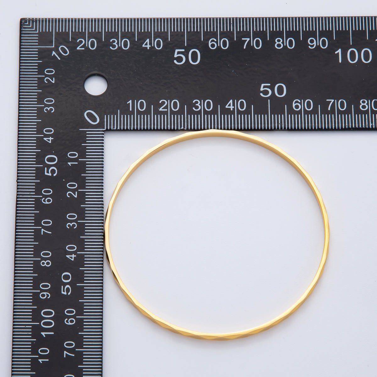 18K Gold Filled 2.5mm Thin Multifaceted Wave Bangle Bracelet | WA - 1476 - DLUXCA