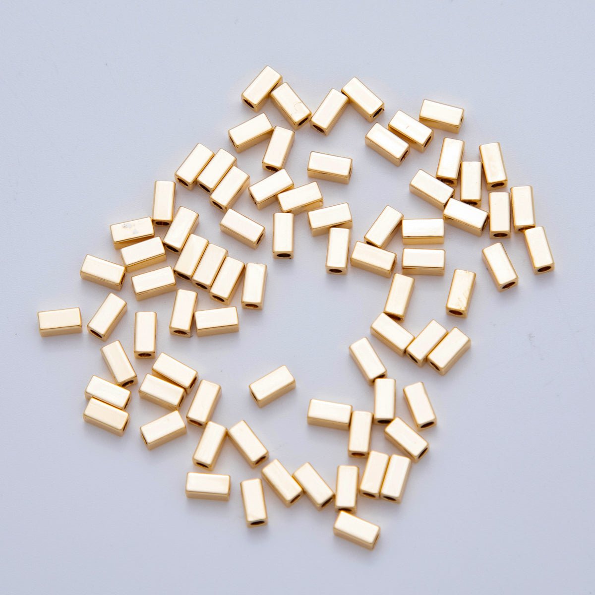 18K Gold Filled 2.5mm Thin Rectangular Bead Set by 10 Pieces | B750 - DLUXCA