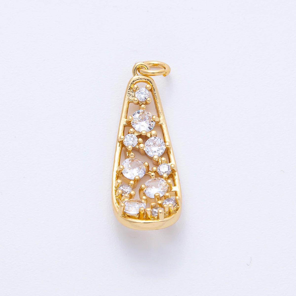 18K Gold Filled 26.5mm Clear CZ Cluster Geometric Charm | AK194 - DLUXCA