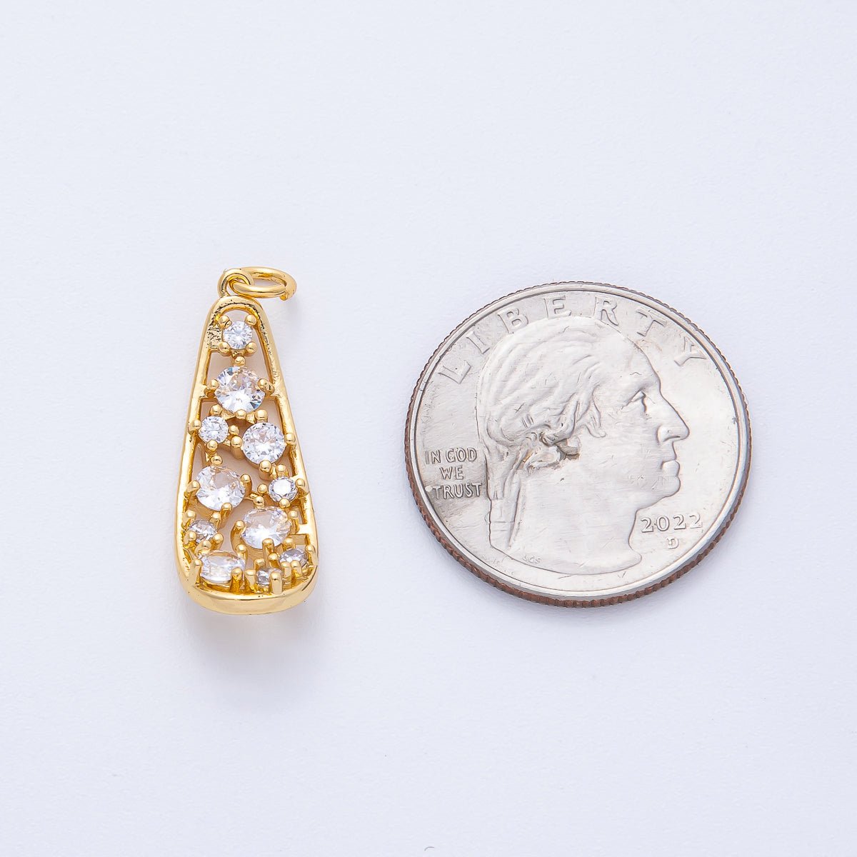18K Gold Filled 26.5mm Clear CZ Cluster Geometric Charm | AK194 - DLUXCA