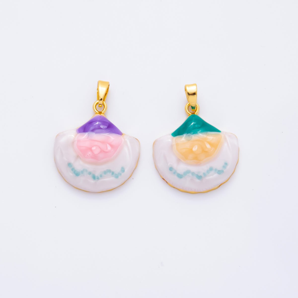 18K Gold Filled 26mm Enamel Fluffy Mochi Pendant | AH795 - DLUXCA