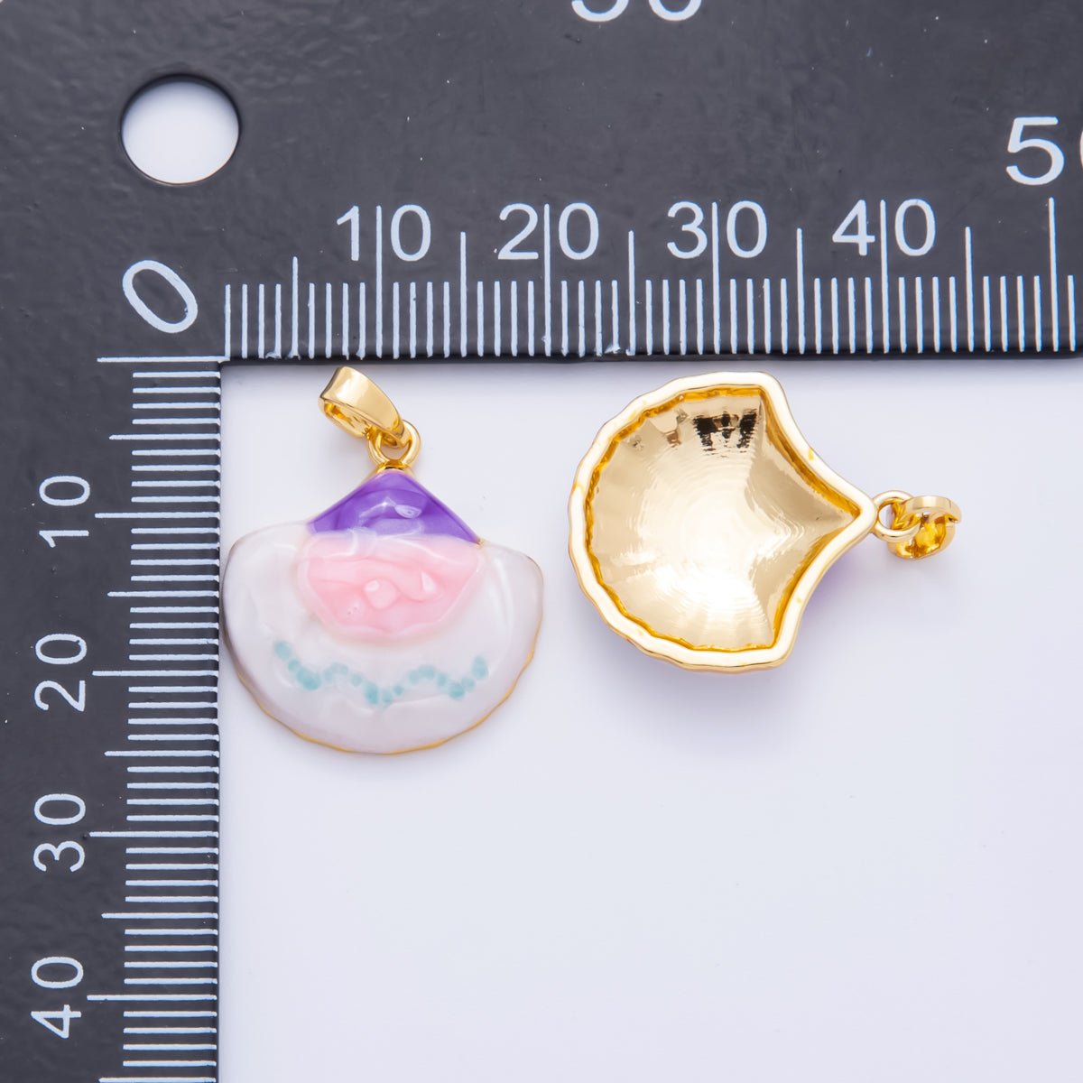 18K Gold Filled 26mm Enamel Fluffy Mochi Pendant | AH795 - DLUXCA