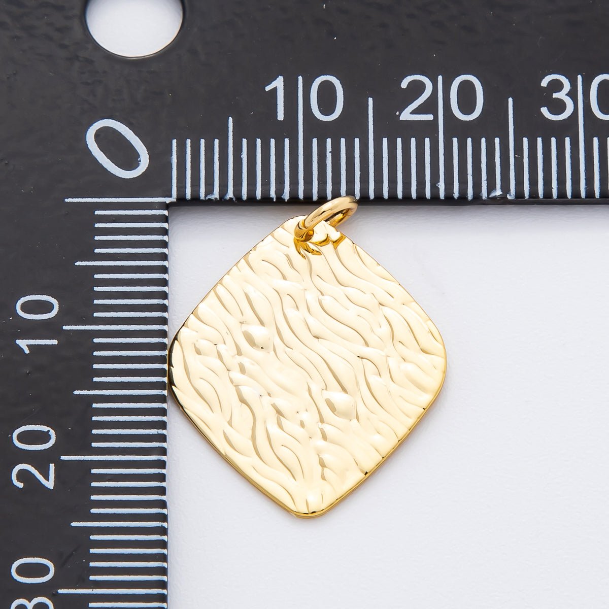 18K Gold Filled 26mm Hammered Rhombus Freeform Shape Charm | N - A2033 - DLUXCA