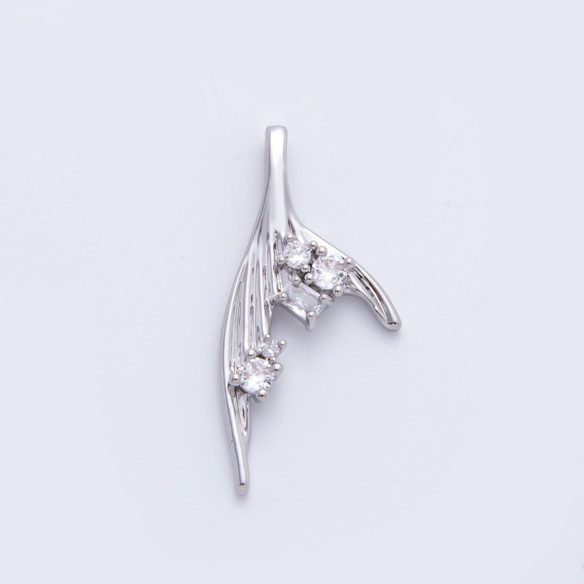 18K Gold Filled 26mm Micro Paved CZ Ocean Mermaid Tail Siren Pendant in Gold & Silver | AF - A1106 - DLUXCA