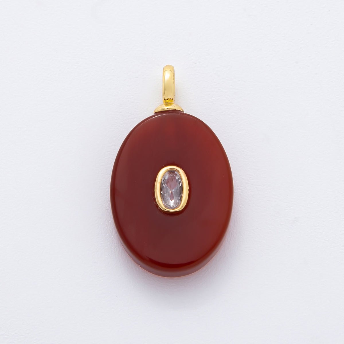 18K Gold Filled 26mm Natural Stone Pendant Oval Gemstone Charm Bracelet Necklace Component | N720 - DLUXCA