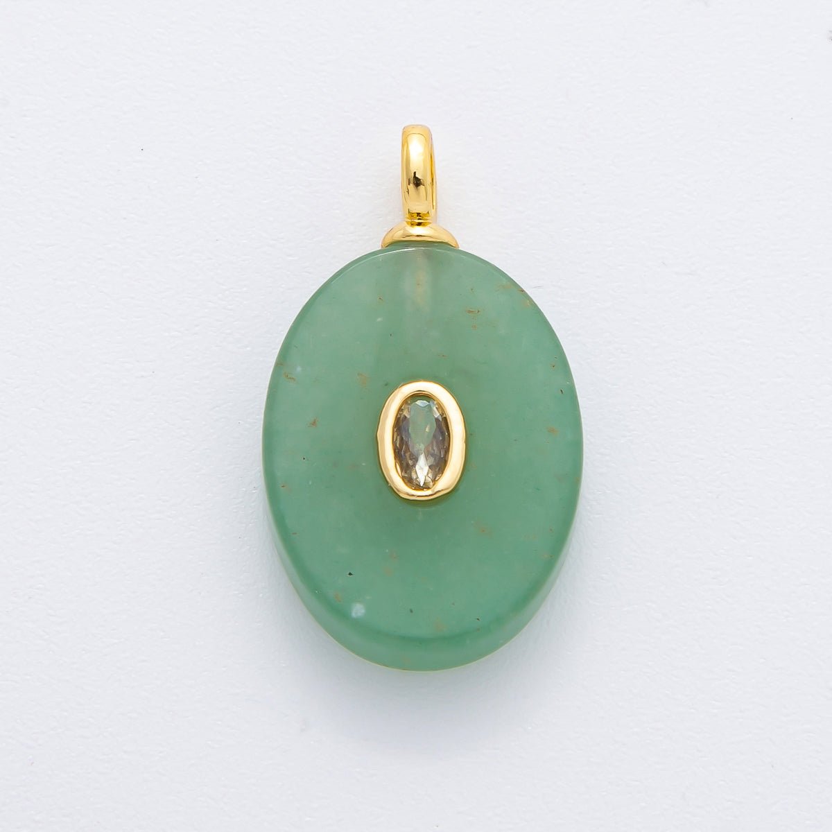 18K Gold Filled 26mm Natural Stone Pendant Oval Gemstone Charm Bracelet Necklace Component | N720 - DLUXCA