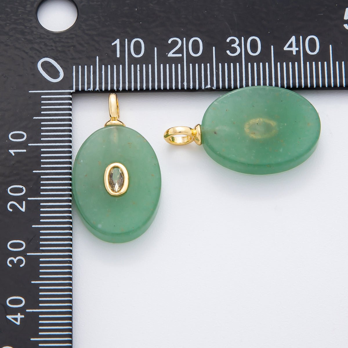 18K Gold Filled 26mm Natural Stone Pendant Oval Gemstone Charm Bracelet Necklace Component | N720 - DLUXCA