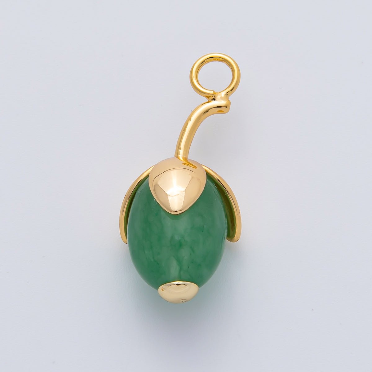 18K Gold Filled 27mm Aquamarine, Carnelian, Aventurine Natural Gemstone Fruit Drop Charm | AF1441 ~ AF1443 - DLUXCA